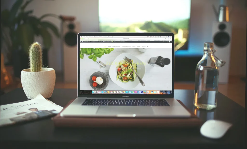 mac book pro showing vegetable dish